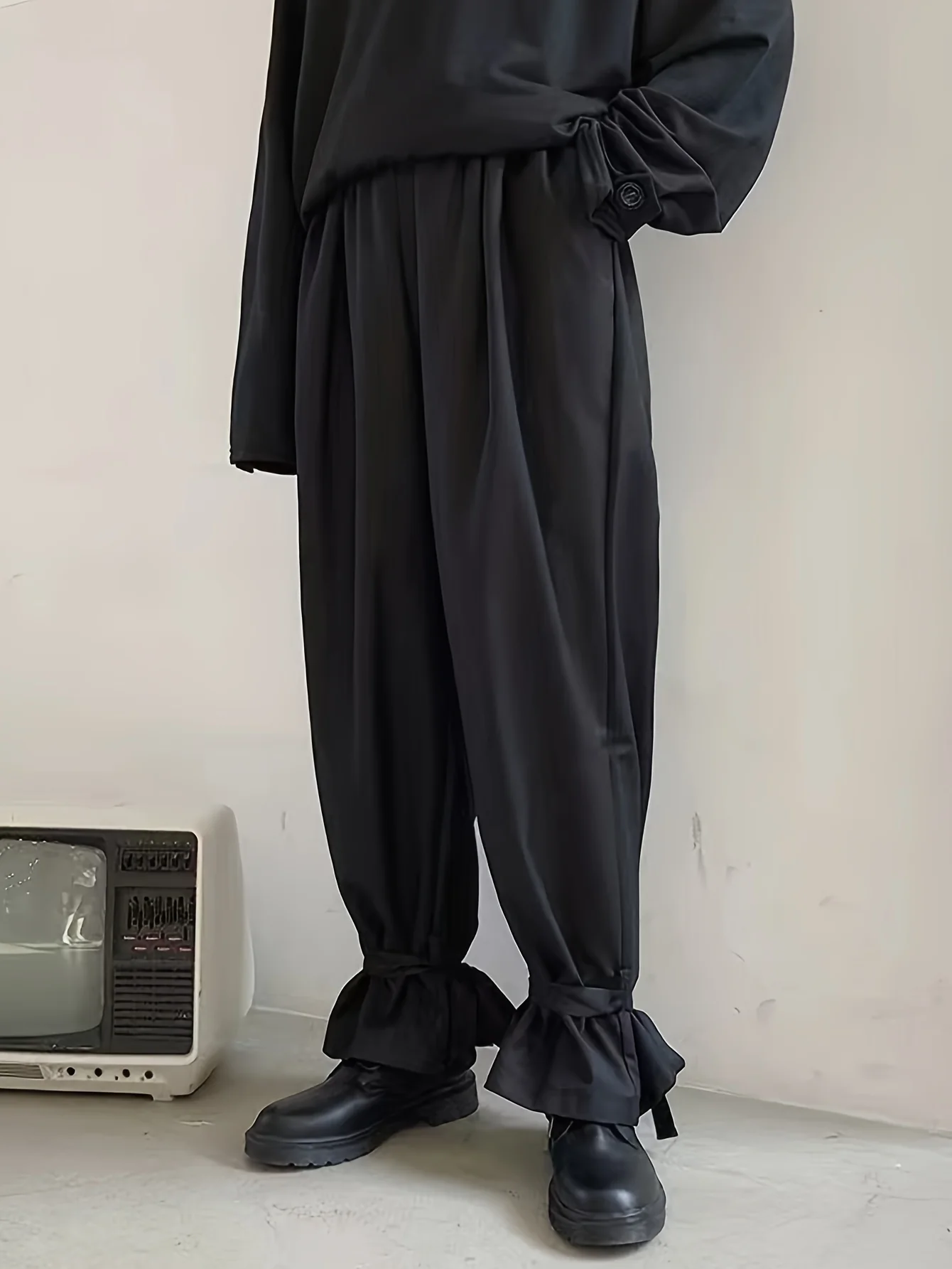 Men's Stylish Wide Leg Pants, Casual Slightly Stretch Breathable Loose Pants For Outdoor - Deanwangkt