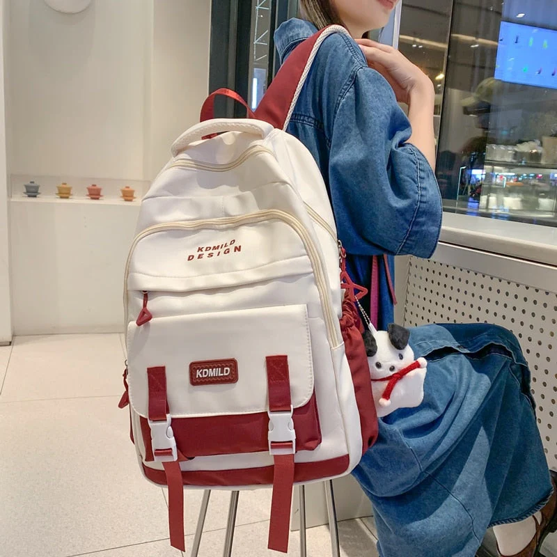 BACK TO COLLEGE  Fashion Teen Patchwork Schoolbag Women Cute Rucksack Girls High School Mochila Boy Waterproof Nylon Backpack Bookbag - Deanwangkt