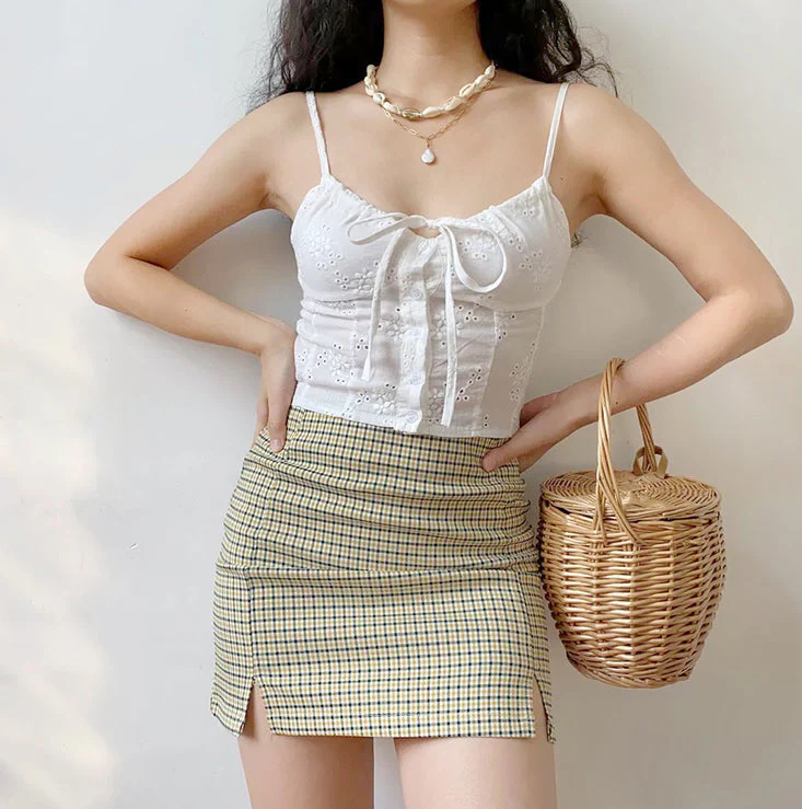 deanwangkt - Olive Check Mini Skirt - Deanwangkt