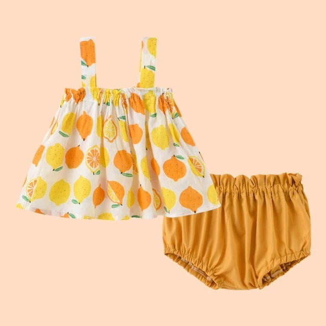 deanwangkt NEW Newborn Baby Girls Clothes Sleeveless Dress+Briefs 2PCS Outfits Set Striped Printed Cute Clothing Sets Summer Sunsuit 0-24M - Deanwangkt