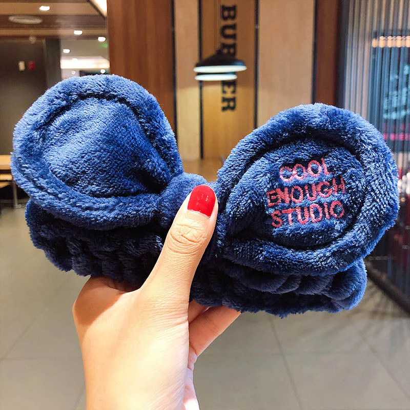 Wash Face Hair Holder Hairbands Soft Warm Coral Fleece Bow Animal Ears Headband For Women Girls Turban Fashion Hair Accessories - Deanwangkt