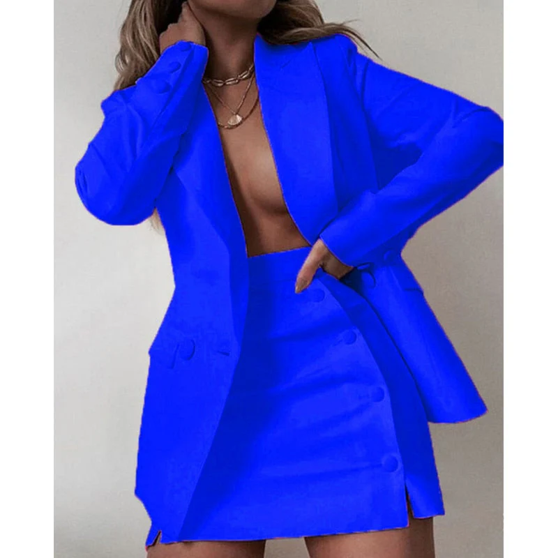 deanwangkt  New Fashion 2 Piece Set Women Streetwear Candy Colour Basic Blazer Sets Coat + Shorts Slim Suit Jacket - Deanwangkt