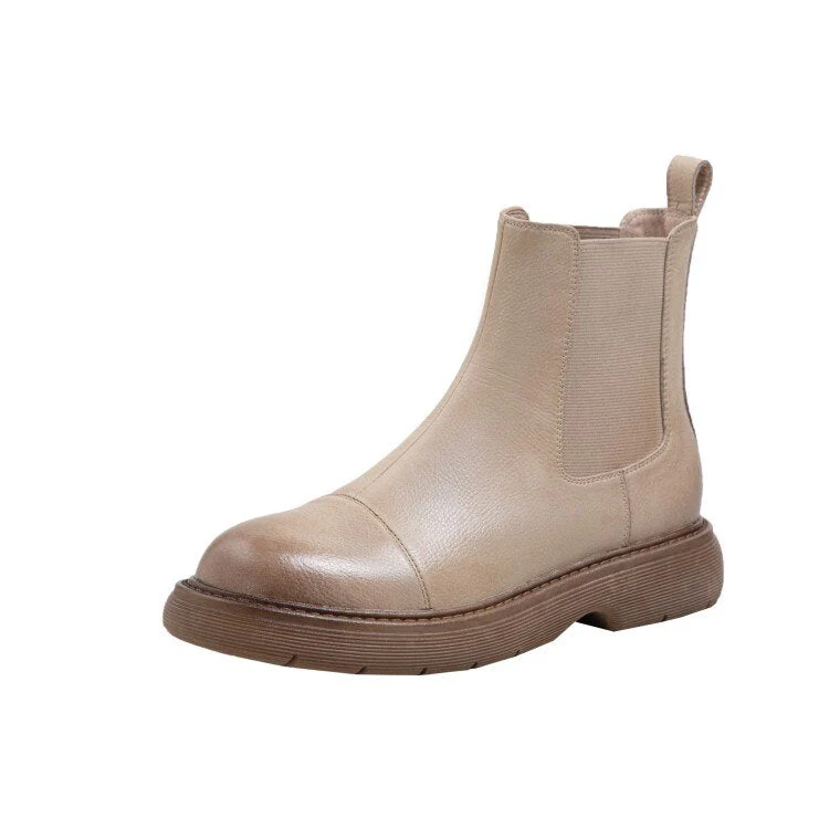 deanwangkt Autumn Boots    New Fall/Winter Women Shoes Flat Shoes Women Split Leather Ankle Boots Round Toe Thick Heel Boots Women Fashion Women Boots - Deanwangkt