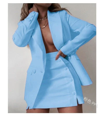 deanwangkt  New Fashion 2 Piece Set Women Streetwear Candy Colour Basic Blazer Sets Coat + Shorts Slim Suit Jacket - Deanwangkt