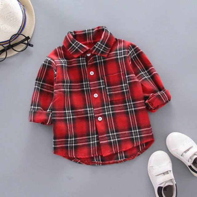 deanwangkt  Kids Shirt Clothes Spring Thin Blouses Clothing Infant Boy Plaid Cotton Tops 1 2 3 4 Years Kids Long Sleeves Shirt - Deanwangkt
