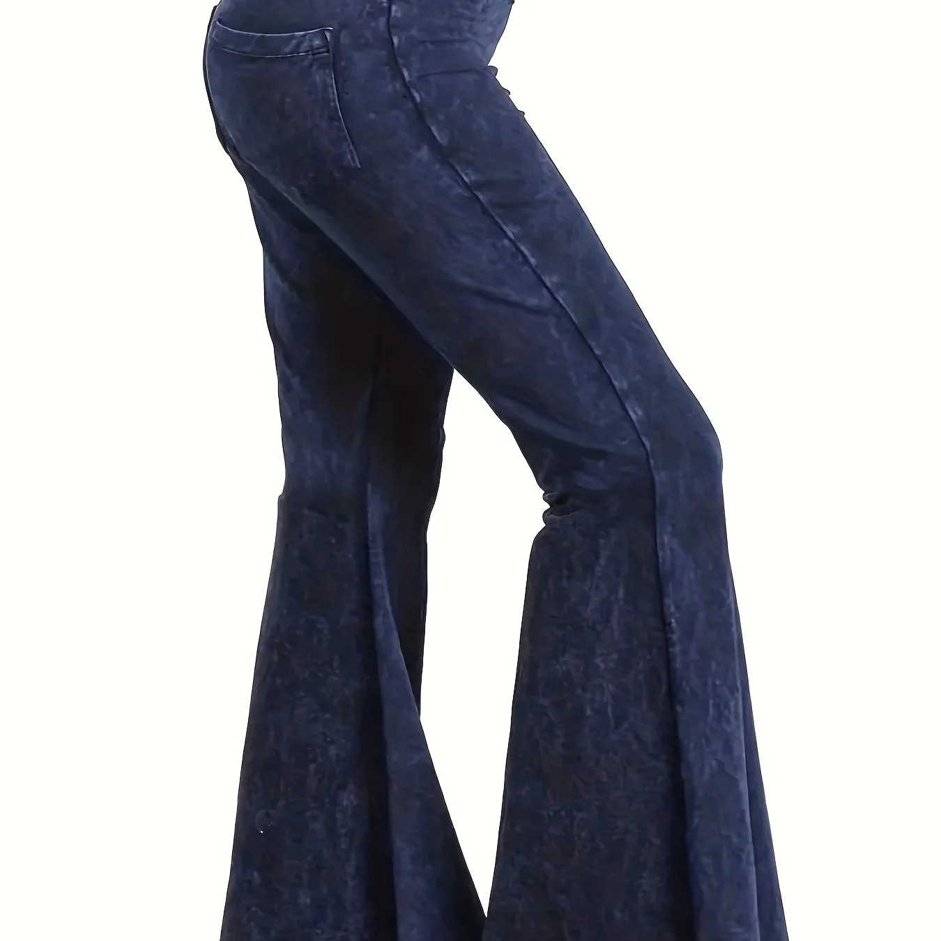 deanwangkt-1  Solid Flared Leg Pants, Casual High Waist Long Length Pants, Women's Clothing - Deanwangkt