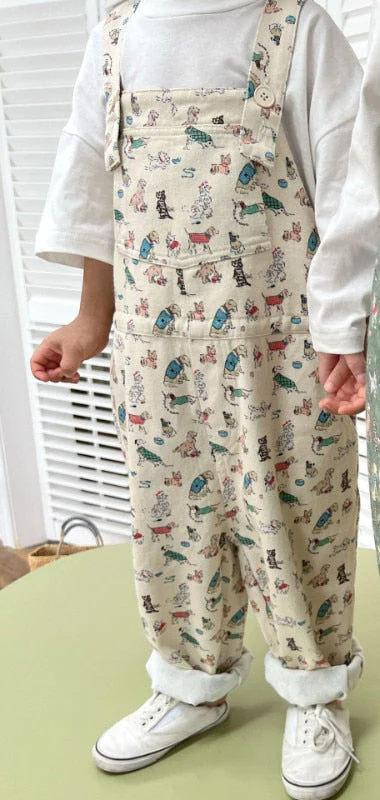 deanwangkt Spring new children cartoon printed overalls kids jumpsuits boys and girls cute loose suspenders trousers - Deanwangkt