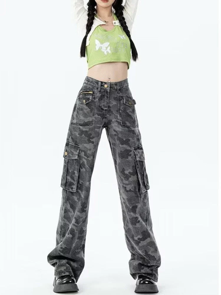 deanwangkt New Jeans Women Clothes for Teenagers Y2k Fashion Women's Slacks Aesthetic Clothing Flare Autumn Products Vintage Harajuku - Deanwangkt