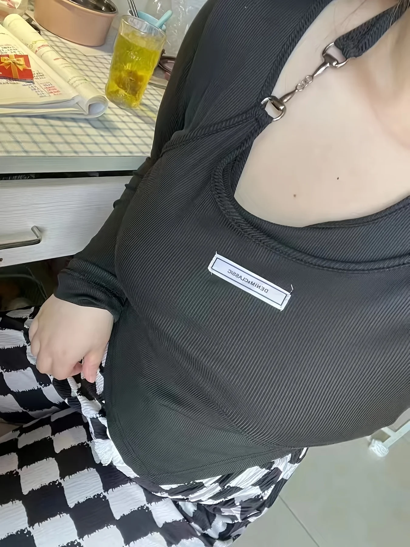 deanwangkt  2 In 1 One Shoulder Tops, Elegant Halter Neck Long Sleeve Top For Spring & Fall, Women's Clothing - Deanwangkt