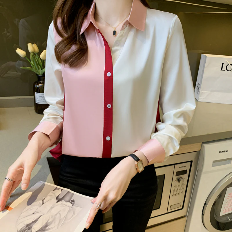 deanwangkt elegant satin shirts Fashion ladies shirts Women's Blouses Spring Autumn Long Sleeve Shirts Tops Blusas Mujer - Deanwangkt