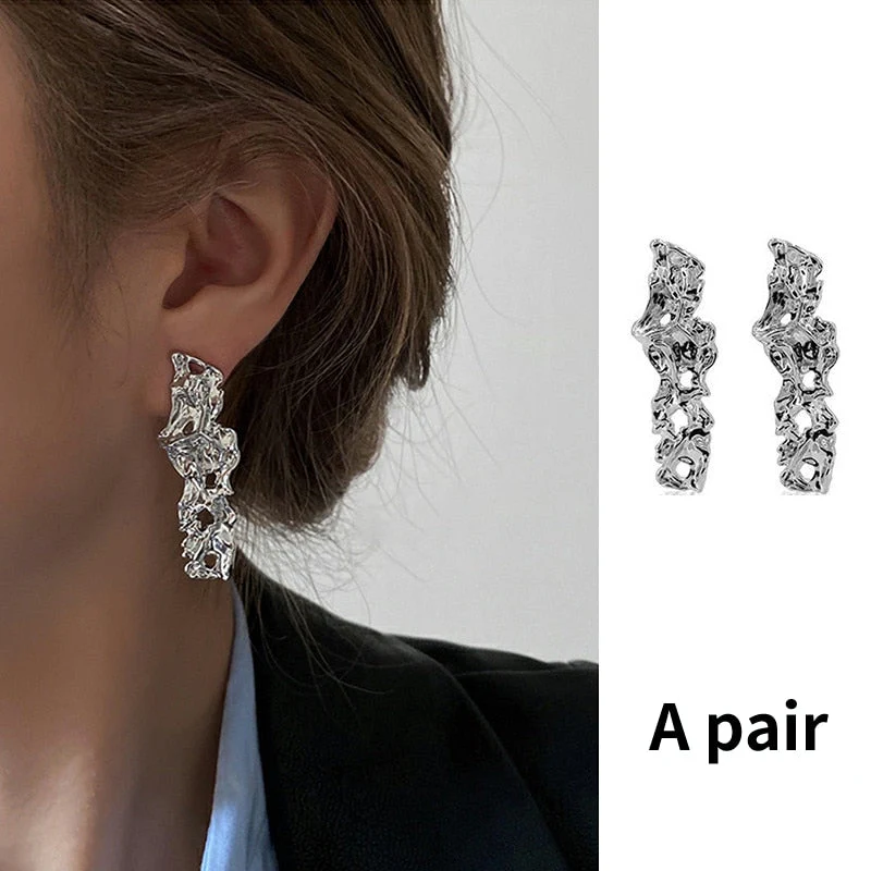 deanwangkt New Punk Style Liquid butterfly Stud Earring for Woman Cool Metal Butterfly Earrings Y2K Aesthetic Jewelry Party Gift - Deanwangkt