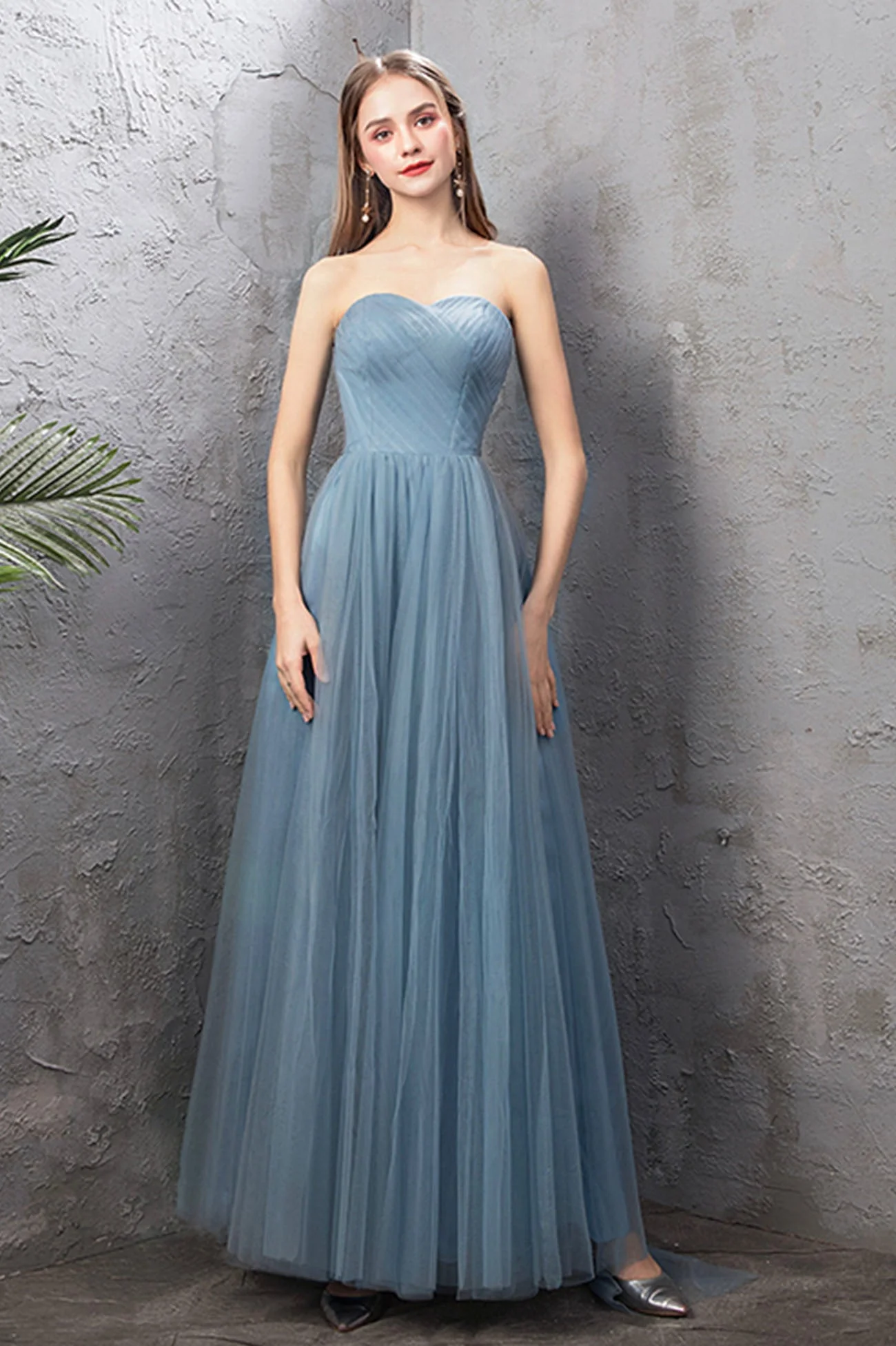 solvbao Blue Tulle Long Prom Dresses, Blue Tulle Bridesmaid Dresses - Deanwangkt