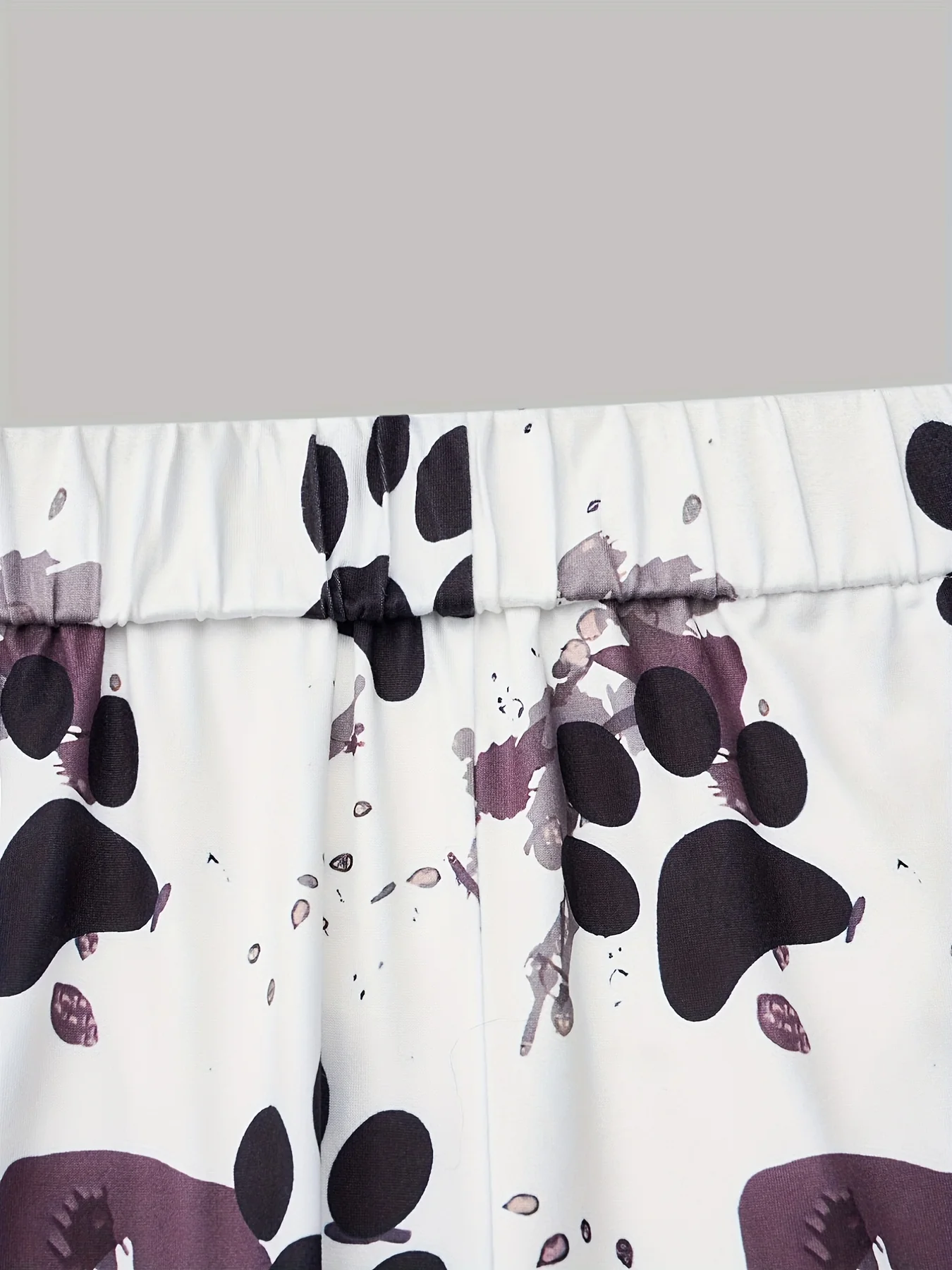 Plus Size Casual Pants, Women's Plus Paw & Splash Print Medium Stretch Leggings - Deanwangkt