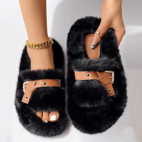 deanwangkt - Pure Black Casual Living Patchwork Contrast Round Keep Warm Comfortable Shoes - Deanwangkt