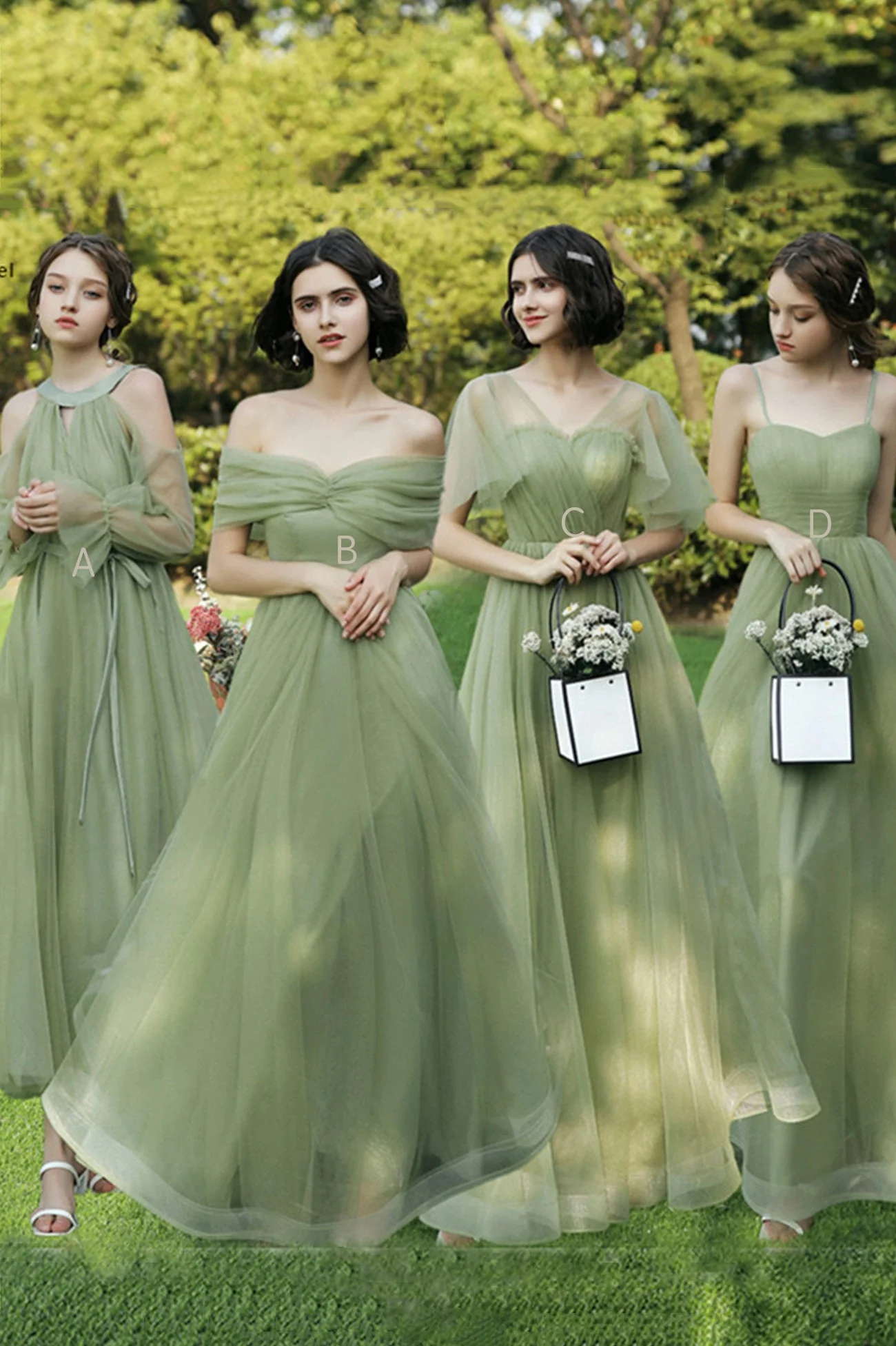solvbao Green Tulle Long Prom Dresses, A-Line Evening Dresses - Deanwangkt