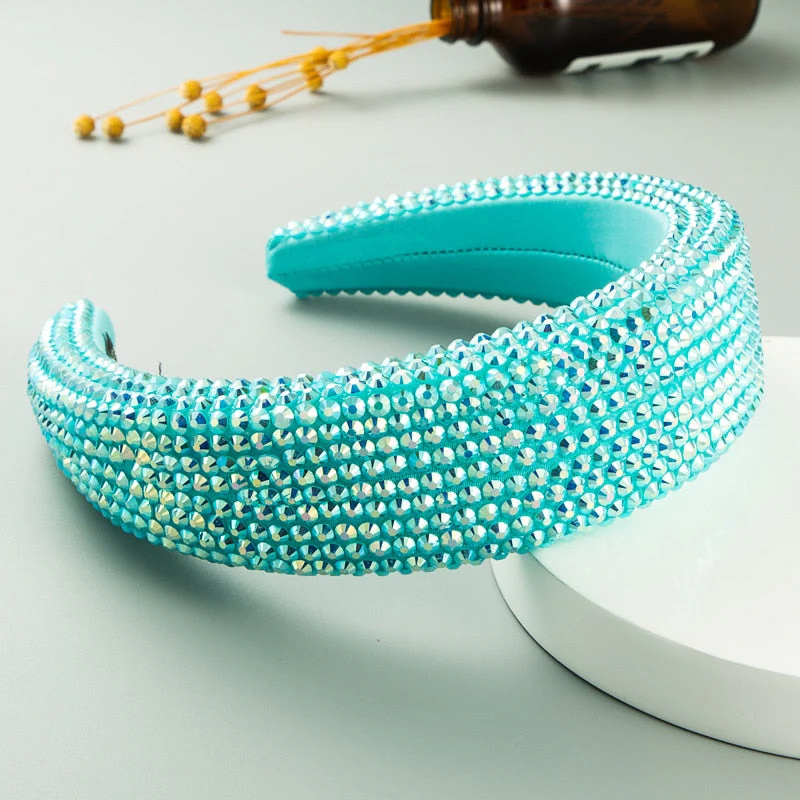 Hotsale New Bling Rhinestone Full Crystal Headbands for Women  Shiny Diamond Bedazzled Designer Tiara Baroque Headband Women - Deanwangkt
