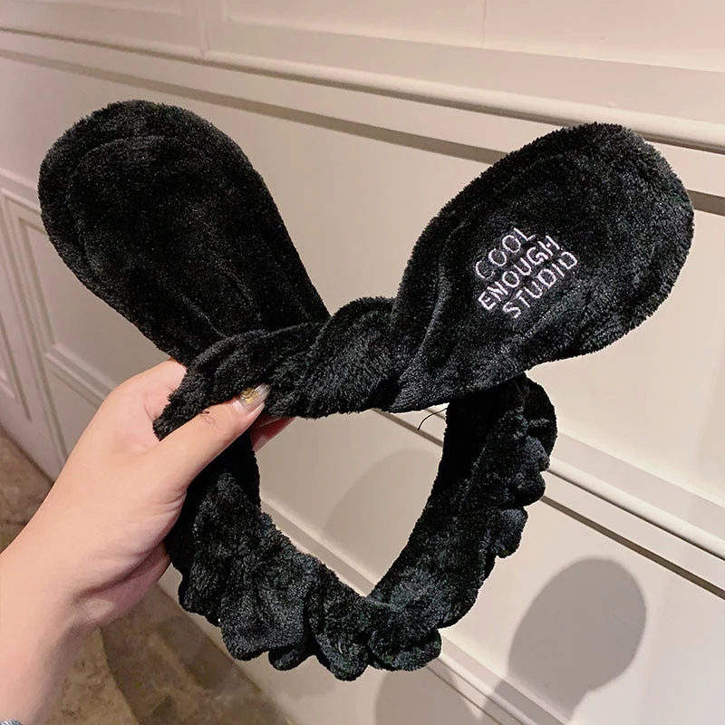 Wash Face Hair Holder Hairbands Soft Warm Coral Fleece Bow Animal Ears Headband For Women Girls Turban Fashion Hair Accessories - Deanwangkt