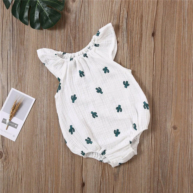 Baby Girls Romper Summer Infant Unisex Newborn Sleeveless Girls Print One-pieces Jumpsuit Baby Cotton Linen Soft Clothes Outfits - Deanwangkt