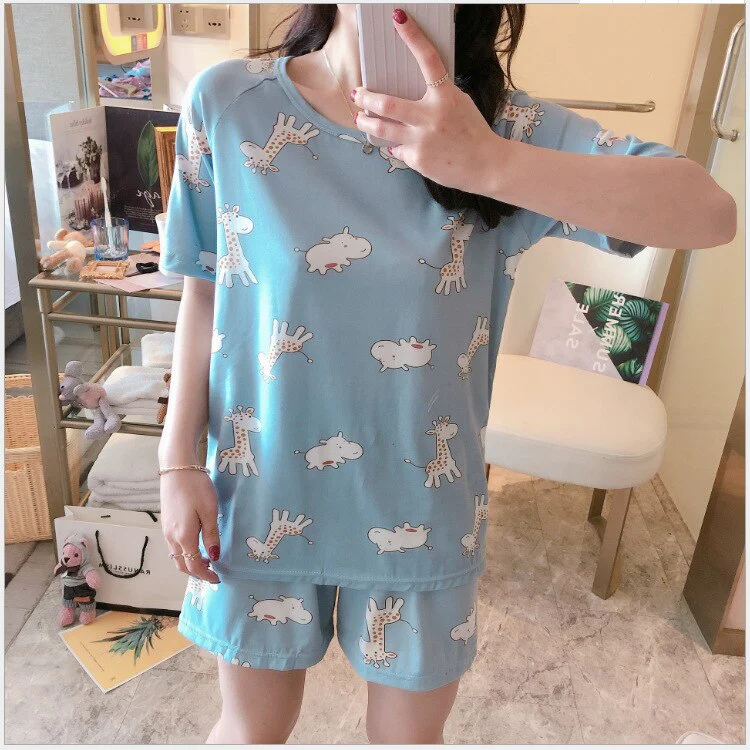 Girl Sleepwear Cartoon Summer Women Pajamas Set Pijama Short Women Pyjamas Suit Female Clothing  Nightwear - Deanwangkt