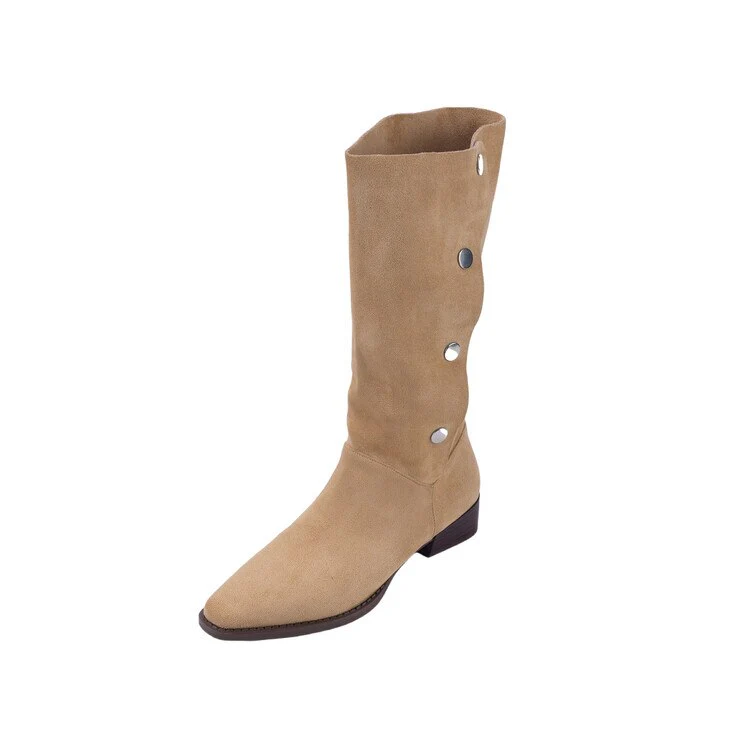 deanwangkt  fashion inspo    NEW Autumn Women's Boots Faux Suede Shoes for Women Square Toe Chunky Heel Black Boots Retro Long Boots Women Knee High Boots - Deanwangkt