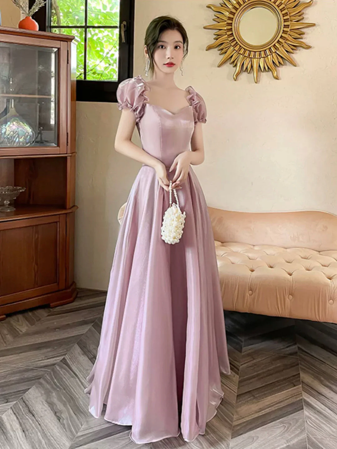 solvbao Beautiful Soft Pink Long Party Dress, Tulle A-Line Evening Prom Dress - Deanwangkt