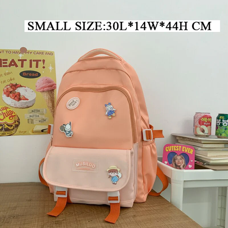 Back to school  Cute Girl Waterproof Backpack Fashion Travel Women Mochila Rucksack Nylon Bookbag for Teens Schoolbag Black Laptop Bag - Deanwangkt
