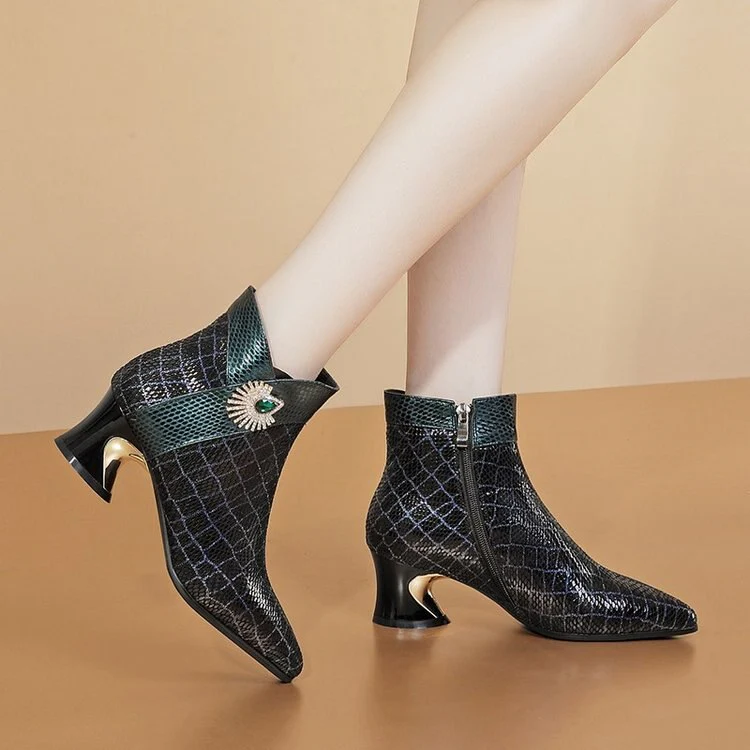 deanwangkt  New Women's Fashion Comfortable Single Boots Women's Pointed Low Heel Boots Short Boots Simple Warm Fashion Boots - Deanwangkt