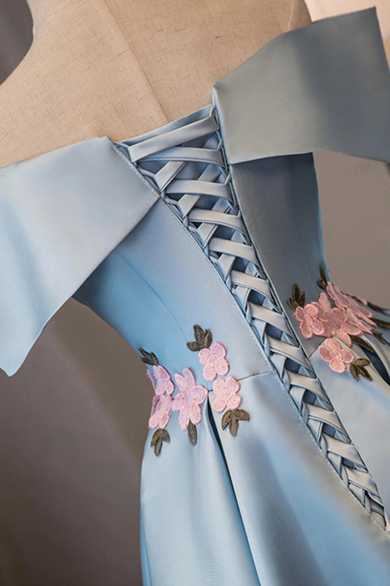 solvbao Blue Satin Off the Shoulder Prom Dresses, A-Line Homecoming Dresses - Deanwangkt