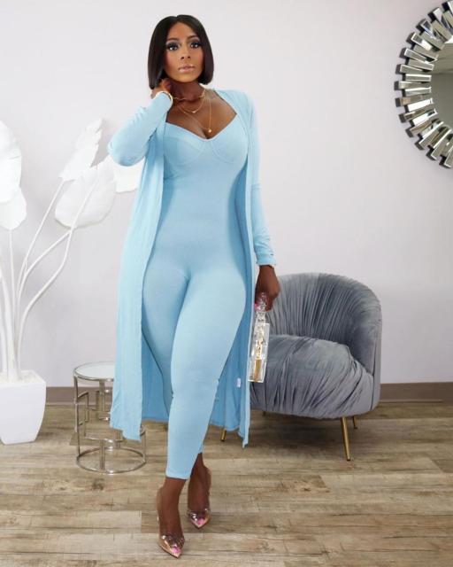 deanwangkt two piece set women 2 piece set women outfits long sleeve cardigans jumpsuit fall clothes for female 2 pieces sets outfits - Deanwangkt