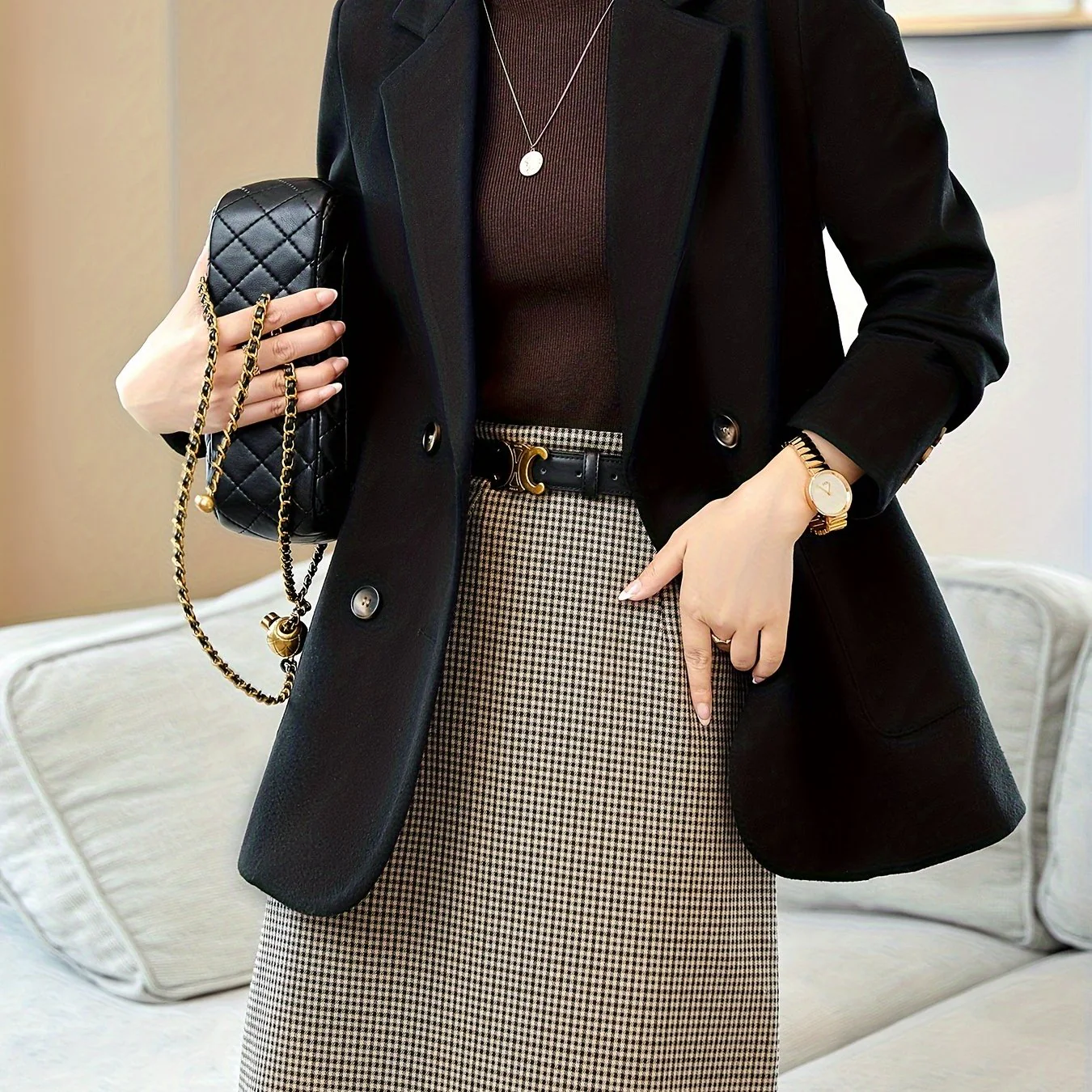 deanwangkt-1 Solid Double Breasted Blazer, Casual Long Sleeve Lapel Blazer For Office & Work, Women's Clothing - Deanwangkt