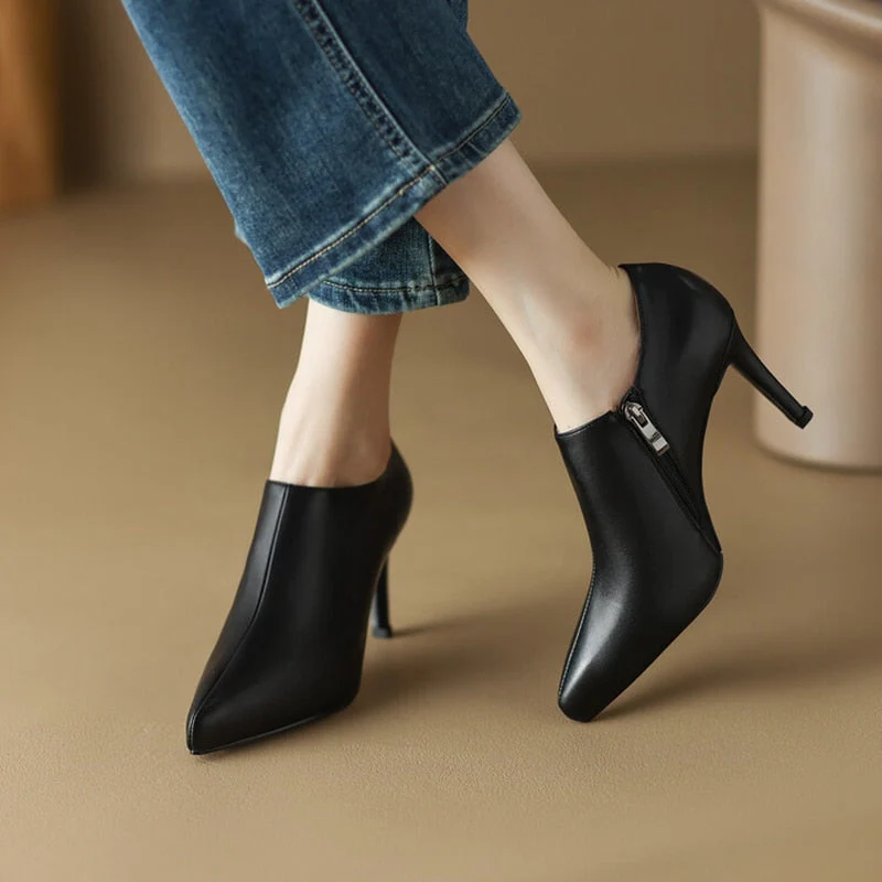 deanwangkt  Autumn Shoes   Spring/Autumn Women Shoes Pointed Toe Thin Heel Ankle Boots Solid High Heels Sheep Suede Shoes for Women Heel Shoes - Deanwangkt