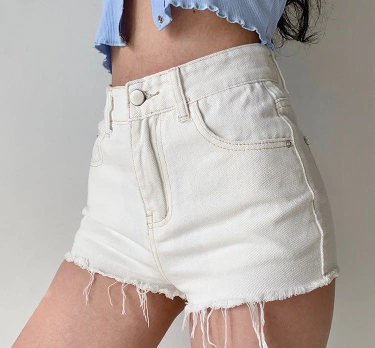 deanwangkt - Frayed High Waist Denim Shorts - Deanwangkt