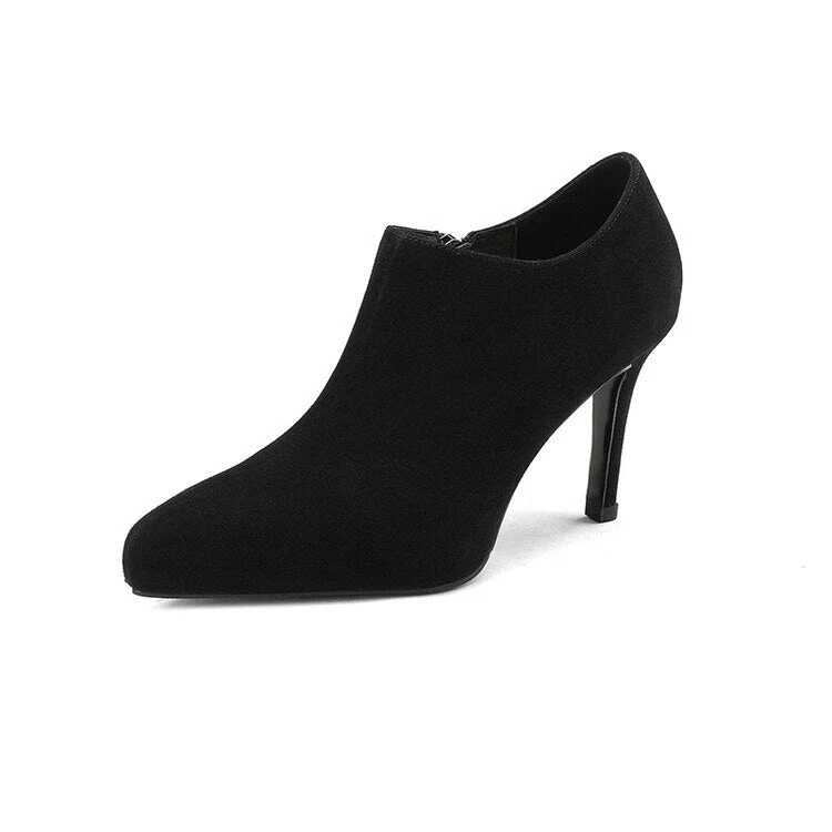 deanwangkt  Autumn Shoes   Spring/Autumn Women Shoes Pointed Toe Thin Heel Ankle Boots Solid High Heels Sheep Suede Shoes for Women Heel Shoes - Deanwangkt