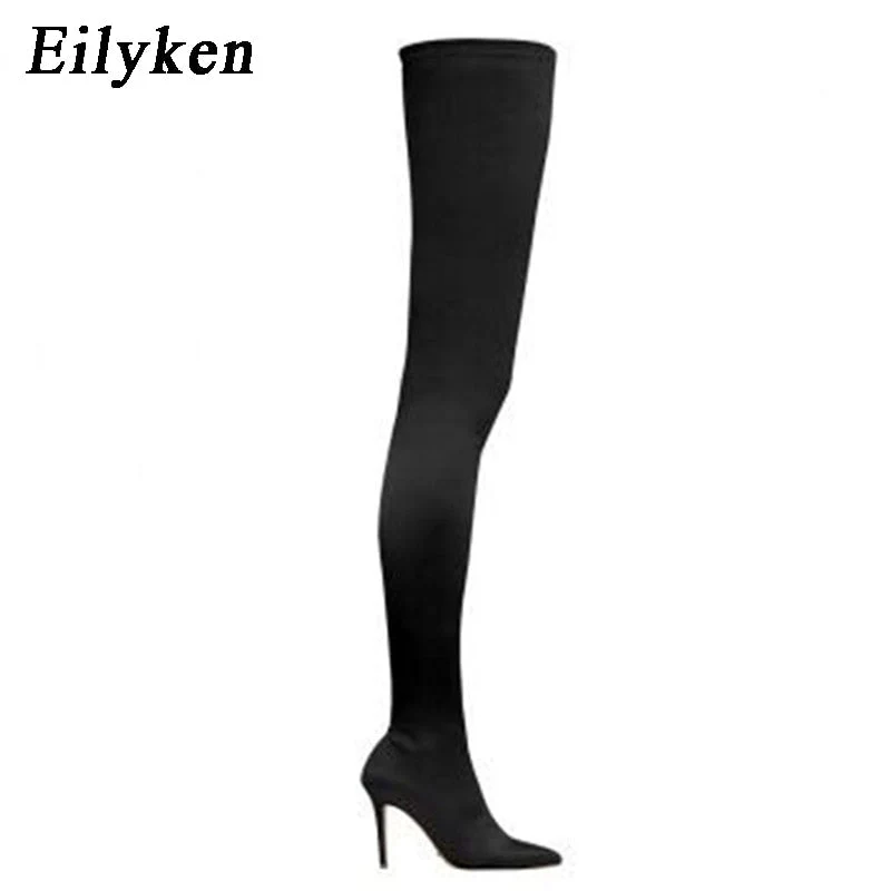 DEANWANGKT  Thigh High Boots Over The Knee Elastic Stretch Boots Women Botas Mujer Sexy Knee High Heels Sock Boots New - Deanwangkt