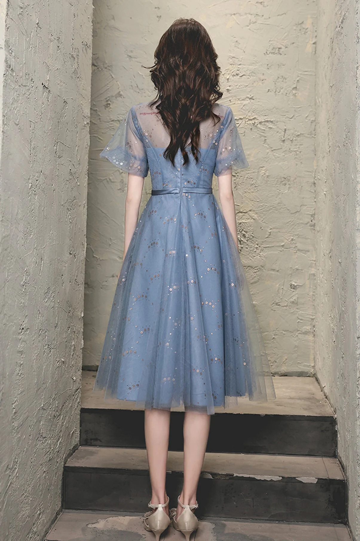 solvbao Blue Tulle Lace Short Prom Dresses, A-Line Homecoming Dresses - Deanwangkt