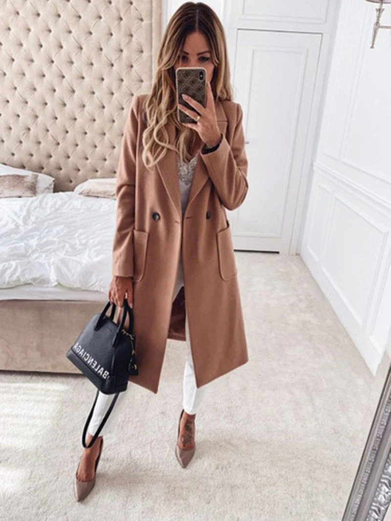 deanwangkt Warm Fashion Loose Casual Long Coat Women Autumn Winter New Thin Jacket Coats Tops Loose Plus Size Oversized Coat Outwears 12644 - Deanwangkt