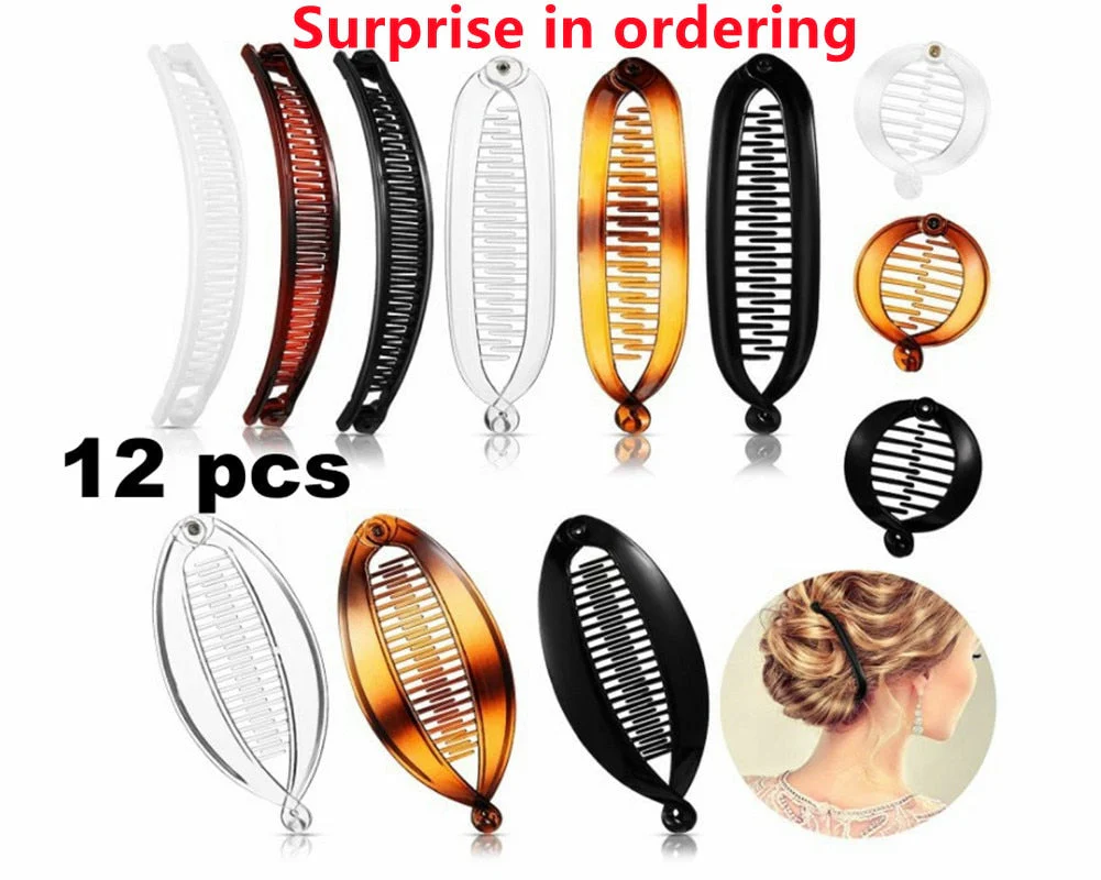 deanwangkt Fish clip set-Banana hair clips Fish hairpin combs Fashion combs Hot style Ponytail Banana clip hair combs Flat clamp for women - Deanwangkt