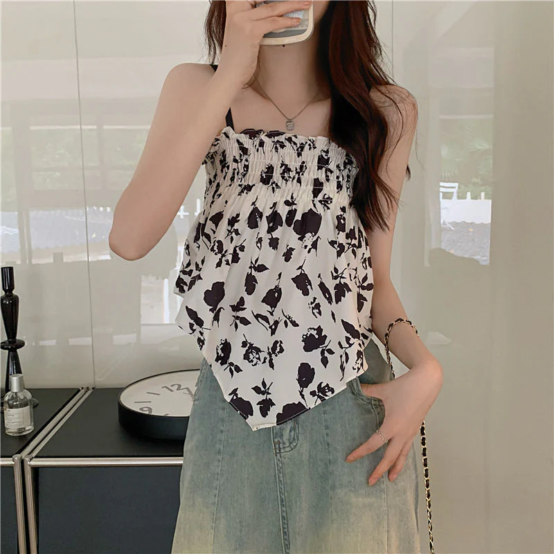 Summer Women Casual Slim Pullover Versatile Solid Bottom Camisole Tees Soft Sexy Ruched Stretch Cami Sleeveless Tank Top - Deanwangkt