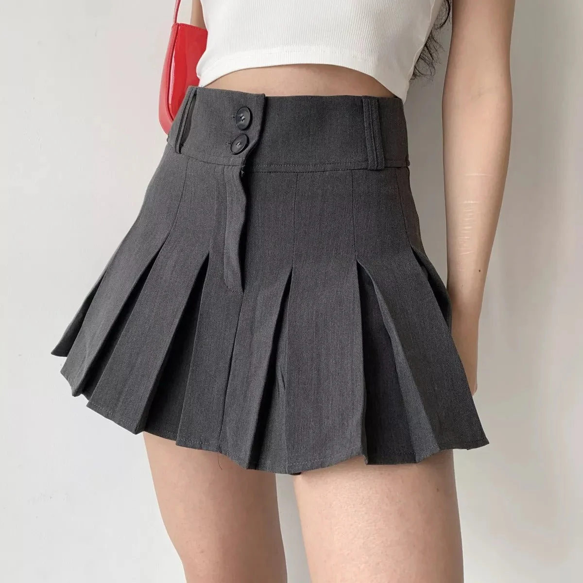 deanwangkt - Campus Drama Button Pleated Skirt - Deanwangkt