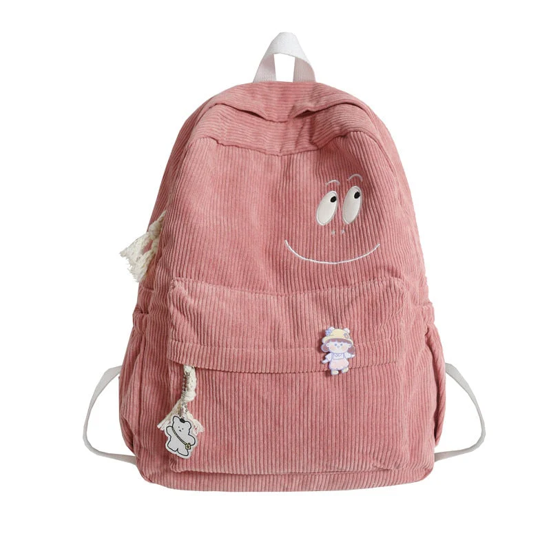 deanwangkt New Female Kawaii Corduroy Laptop College Backpack Trendy Girl Green Cool Cute Bag Fashion Women School Bag Lady Travel Backpack - Deanwangkt