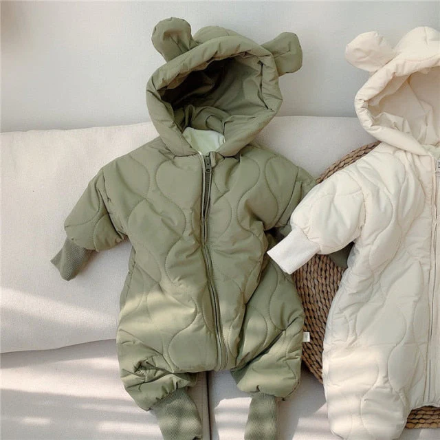 deanwangkt Newborn Girl Jumpsuit Hooded Winter Infant Overalls Baby Born Clothes Boy Warm Snowsuit Coat Kid Bear Romper Toddler Outerwear - Deanwangkt