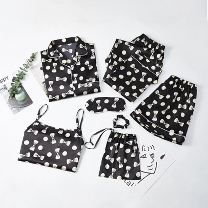deanwangkt Pajamas Set Women Summer Sexy Flower Pyjamas Sexy Female Long Sleeve Shirt Pants Handwork Stitch Lingerie Striped Mom Sleepwear - Deanwangkt