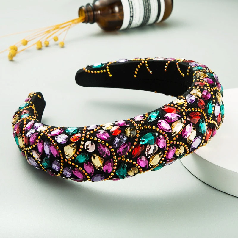 Baroque Hand Made Pearl Beading Gemstone Retro Luxury Hairbands ZA Hair Accessories Hair Bows Flower Crown Headbands For Women - Deanwangkt