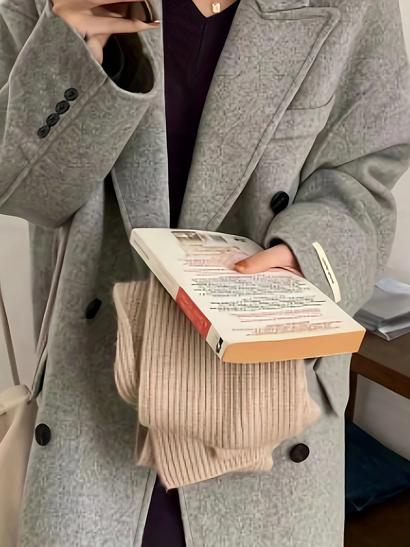 deanwangkt  Double Breasted Lapel Coat, Casual Long Sleeve Fall & Winter Outerwear, Women's Clothing - Deanwangkt