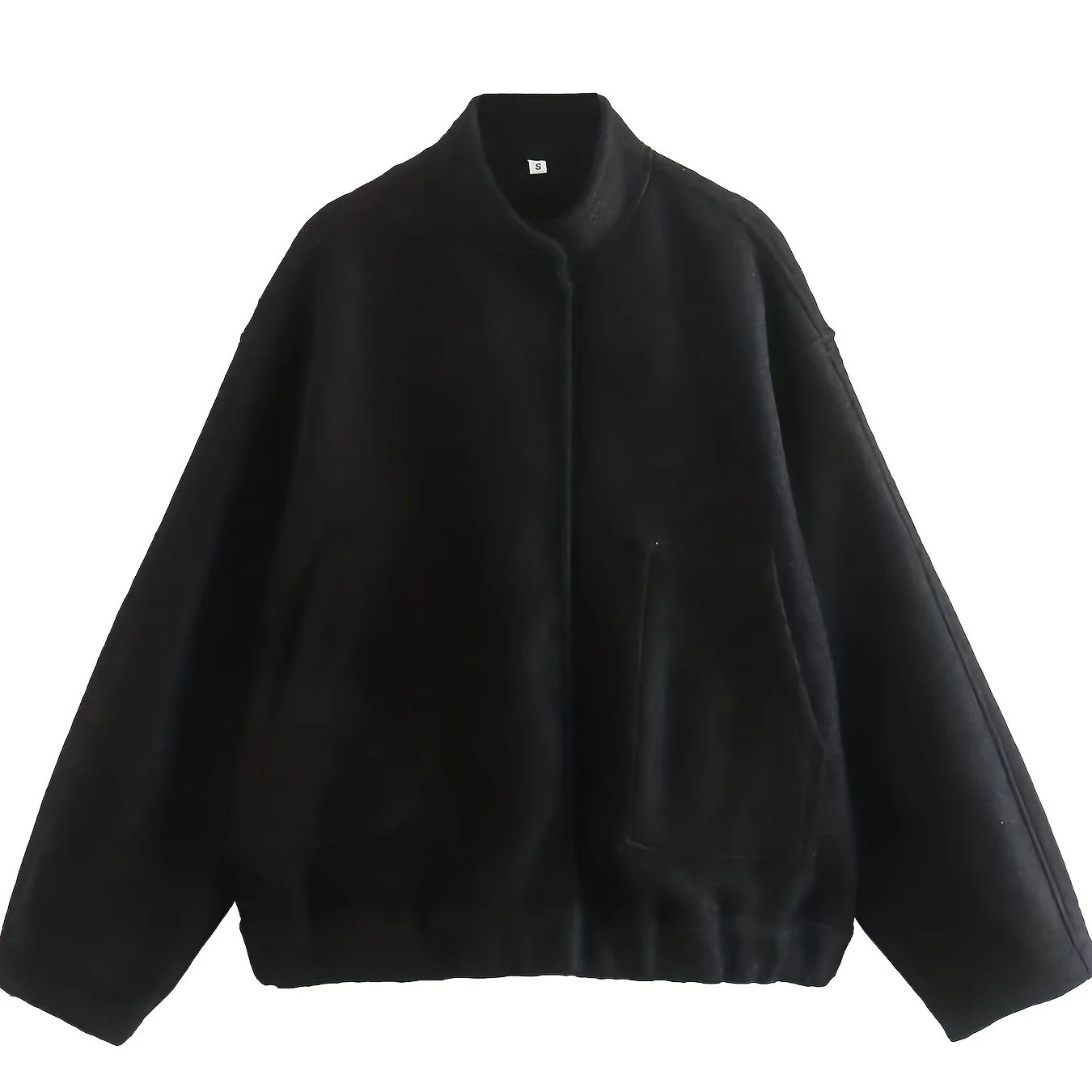 deanwangkt-1  Button Front Slant Pockets Jacket, Versatile Long Sleeve Jacket For Fall & Winter, Women's Clothing - Deanwangkt