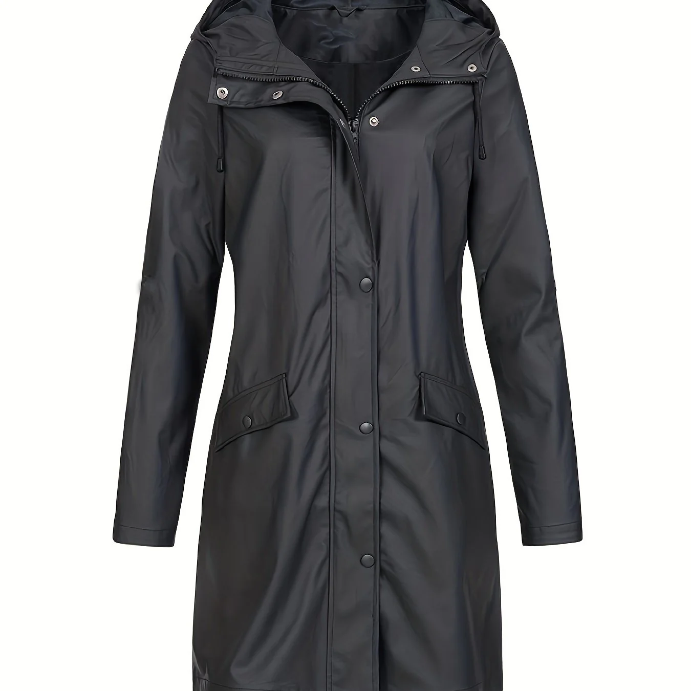 Simple Hooded Jacket, Casual Button Front Versatile Outerwear, Women's Clothing - Deanwangkt