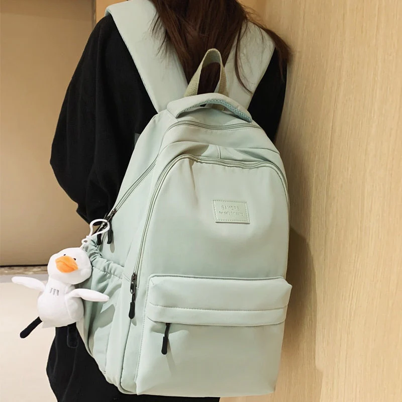 BACK TO SCHOOL  Waterproof Teenage Bookbag Nylon Rucksack Fashion Girl Backpack Women Shoulder Bag High School Schoolbag Black Mochila - Deanwangkt