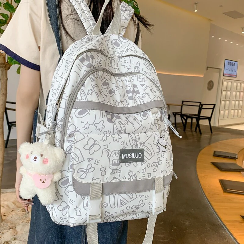 Fashion Backpack For Women School Bags Men Travel Rucksack Graffiti Boy Girl Student Bag Female College Knapsack Laptop Mochila - Deanwangkt