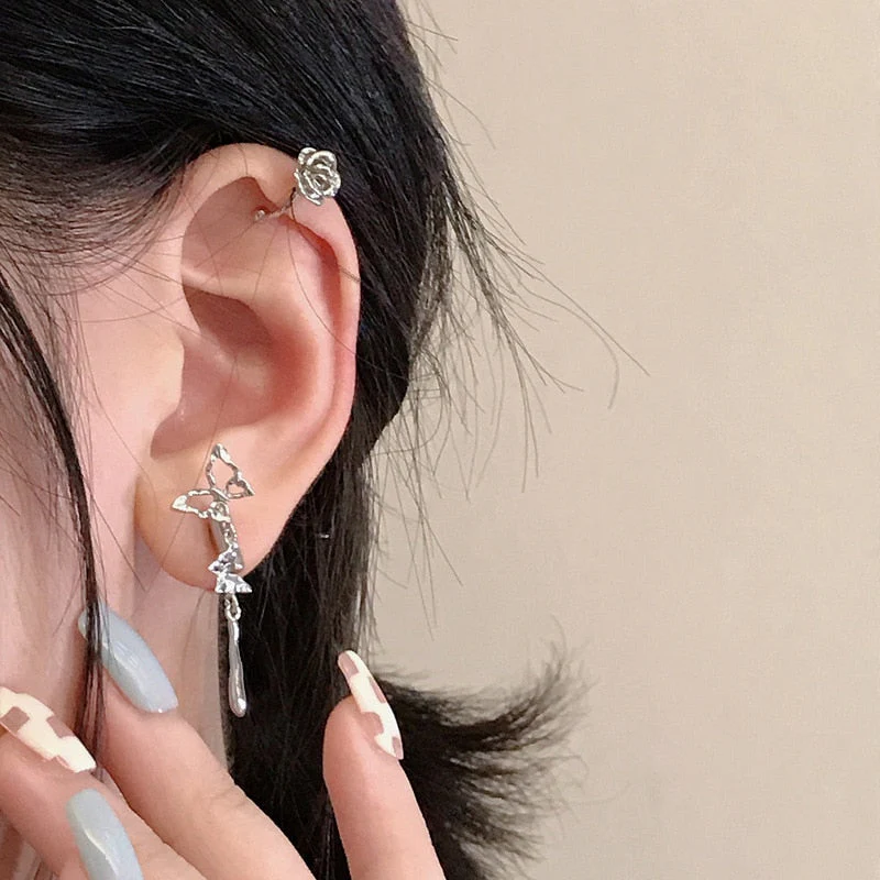 deanwangkt Fashion Design Korean Delicate Zircon Butterfly Clip Earrings Women Elegant Pearl No Piercing Cartilage Ear Jewelry - Deanwangkt
