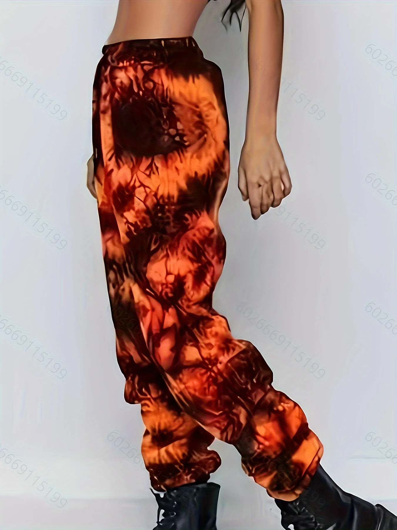 Plus Size Casual Pants, Women's Plus Tie Dye High Waist Harem Drawstring Pants With Pockets - Deanwangkt